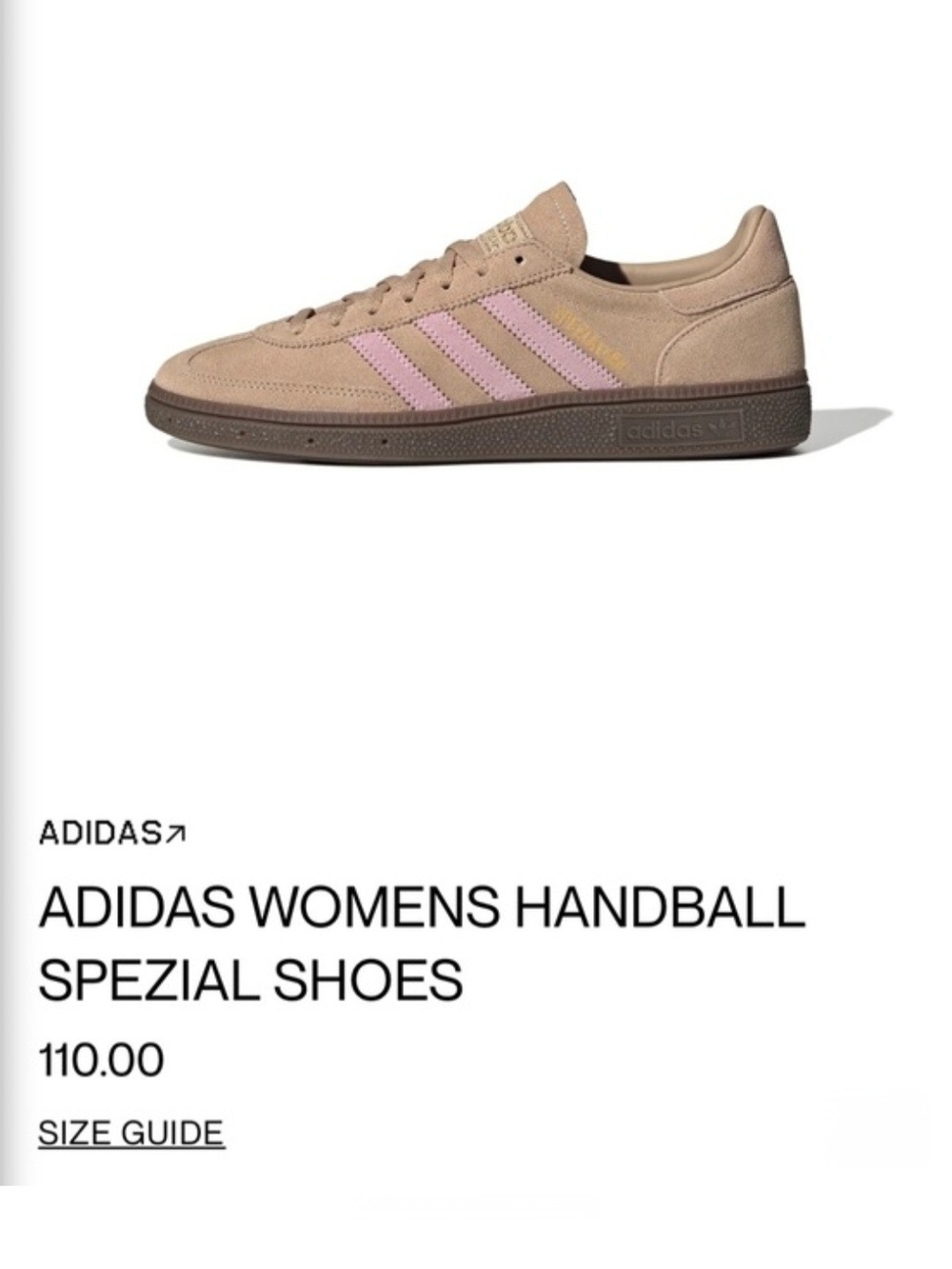Adidas Women's Handball Spezial Suede Sneakers - Beige with Pink Stripes